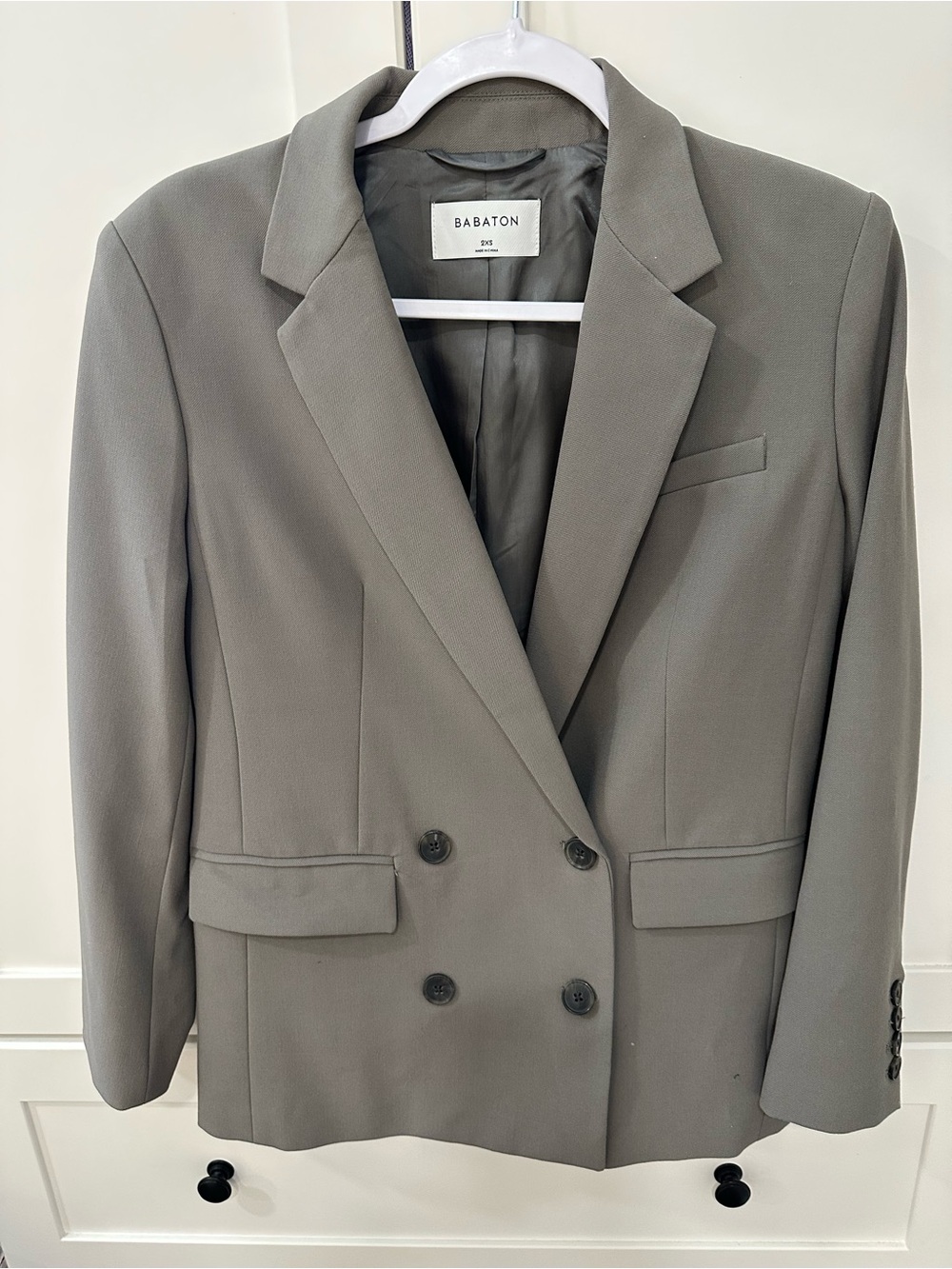 Babaton Olive Gray Double-Breasted Women's Blazer